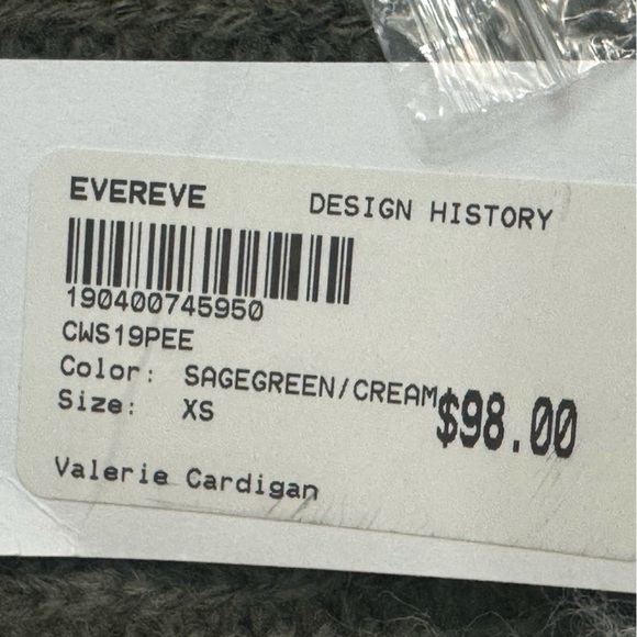 Evereve Design History Size XS Sage Green and Cream Button Up Cardigan Sweater - Picture 8 of 8